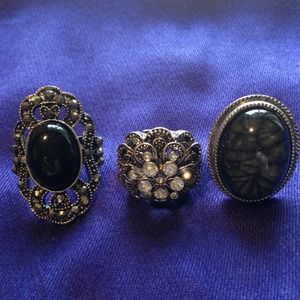 SOLD Bundle adjustable rings gem, rhine stones