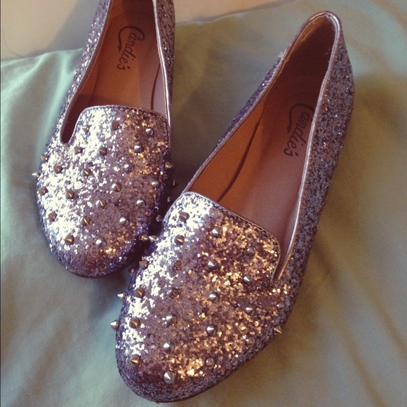 Spiked Glittery Loafers