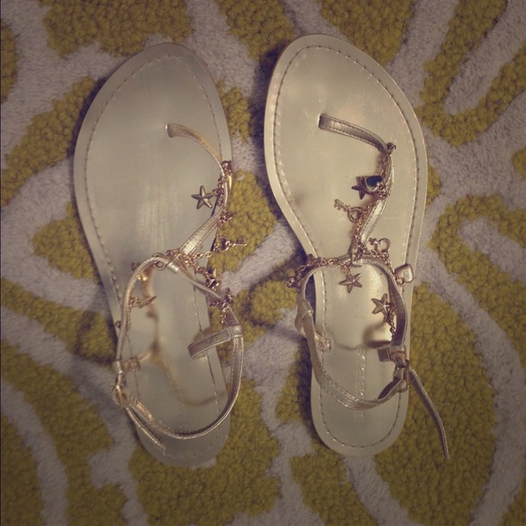 Gold sandals with jewels