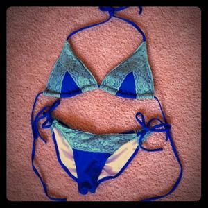 Sapphire/Turquoise Lace Scrunch Bikini