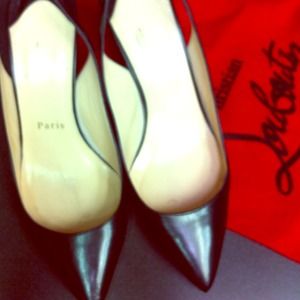 🎀Christian Louboutin Black Leather Slingbacks👠