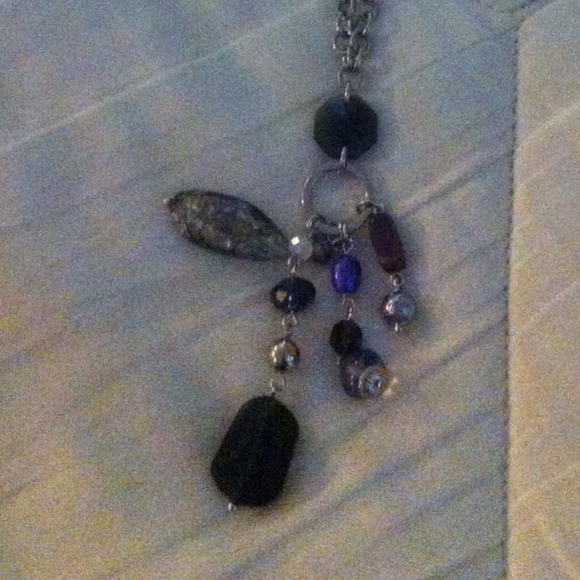 Silver and beaded necklace with toggle clasp