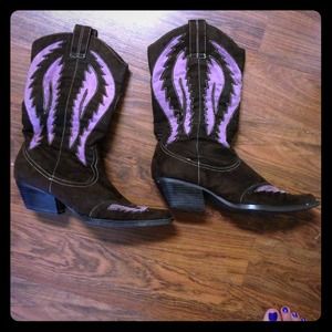 Brown and Pink Cowgirl Boots size 7