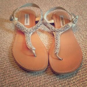 Rhinestone t-strap sandals