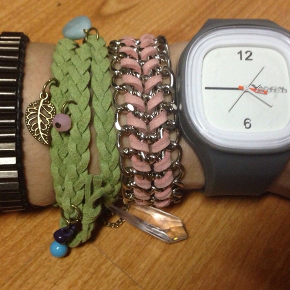 Pink & Silver chain chevron bracelet🍧