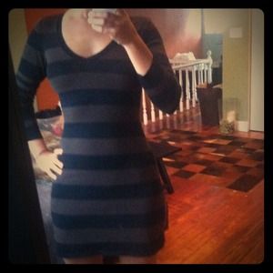 Brown and black striped dress