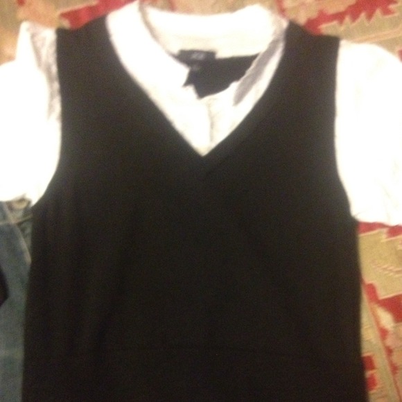 SOLD TO ROJO62 Blk/Wh 1-piece Shirt & Vest - Sz L