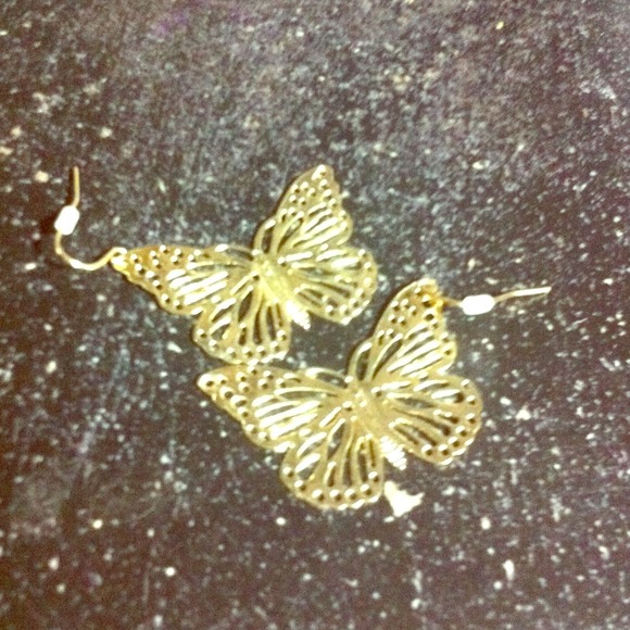 Gold butterfly earrings
