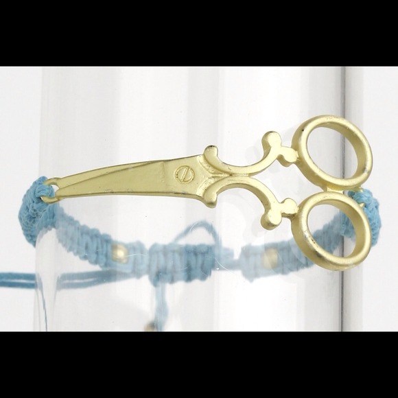 Metal Scissors Strings Bracelet -sky Blue