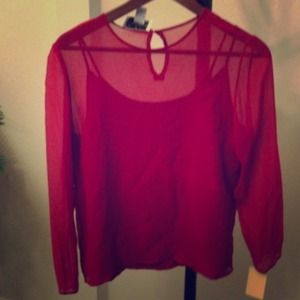 vtg silk magenta top