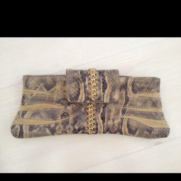 Marciano by Guess yellow snake print clutch