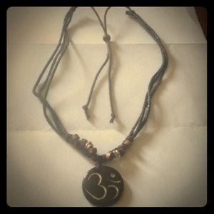 Om yoga necklace wooden beads