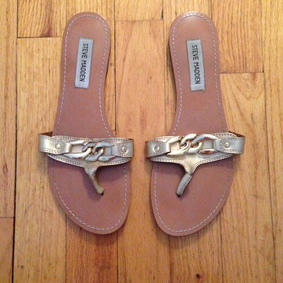 Flat Gold Buckled Sandals