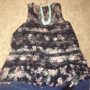 //SOLD//LACEY SHEER RUFFLE TANK.