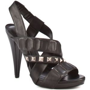 Authentic BCBGirls Ashlee Black Leather Sandals