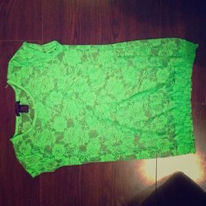 Green floral see through shirt