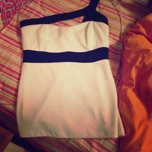 Black & white one shoulder shirt