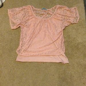 Pink lace shirt w/ built in tank top underneath