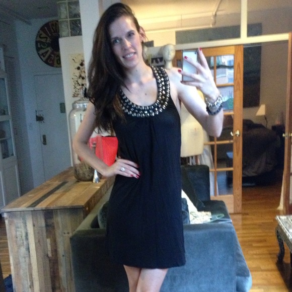 SOLD IN BUNDLE Embellished Jersey Black Tank Dress - Picture 2 of 4