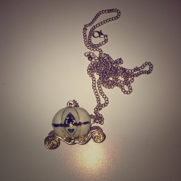 cute disney cinderella locket long gold chain