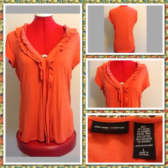 New York & Co stretch orange knit top.