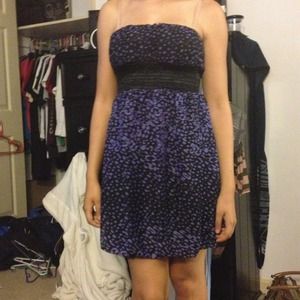 Black and Purple Cheetah Print Strapless Dress