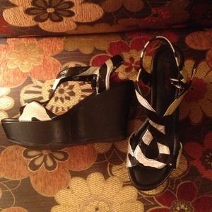 Silver and black wedges