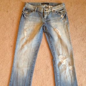 sz 3 long (36" inseam) destroyed denim jeans