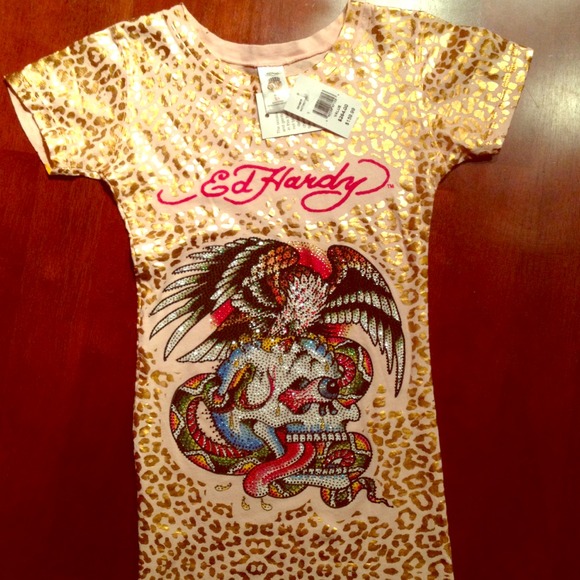 🚫Sold🚫 ED HARDY TSHIRT~STUDDED-ANIMAL PRINT