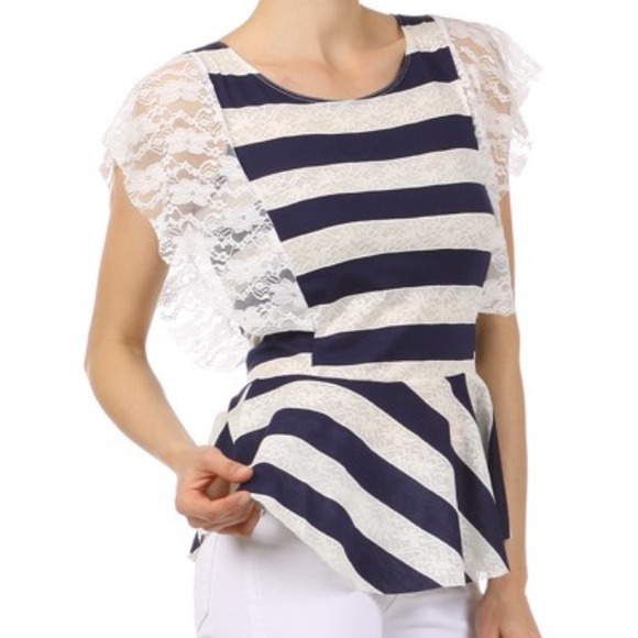Striped lace top