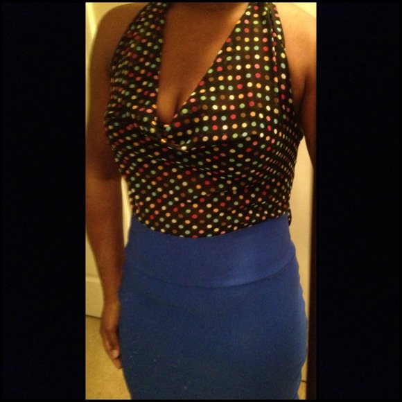 Sheer Multicolored Polka Dot Halter