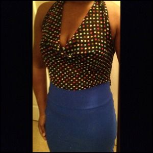 Sheer Multicolored Polka Dot Halter