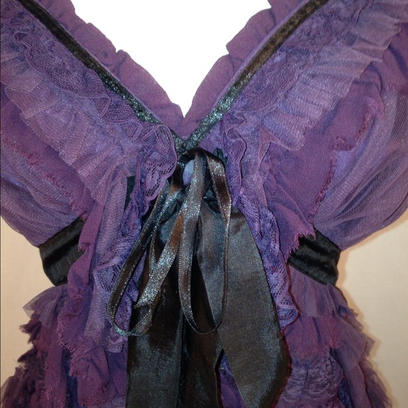 Yoana Baraschi Purple Tiered Ruffled Top - Picture 2 of 4
