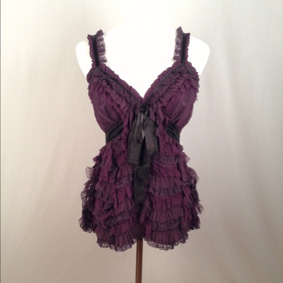 Yoana Baraschi Purple Tiered Ruffled Top - Picture 4 of 4