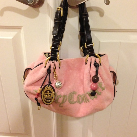 Juicy Couture pink terry purse w/super cute charms