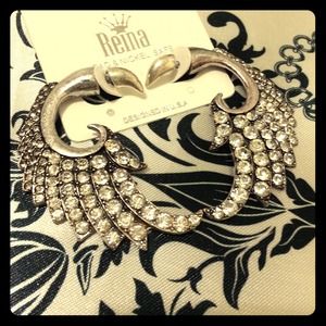 SUPER SALE!!! Pave crystal illusion wing earrings