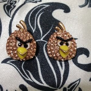 SUPER SALE!!! Angry bird pave crystal earrings