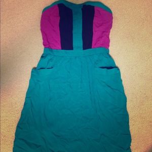 Bright summer strapless dress