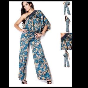 Bejeweled one shoulder jumpsuit