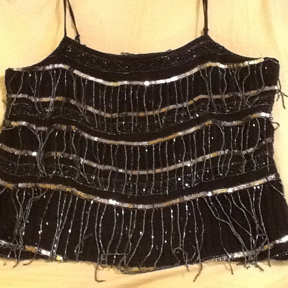 Adrianna Papell Ornamented Fringe Bead Top - Picture 3 of 4