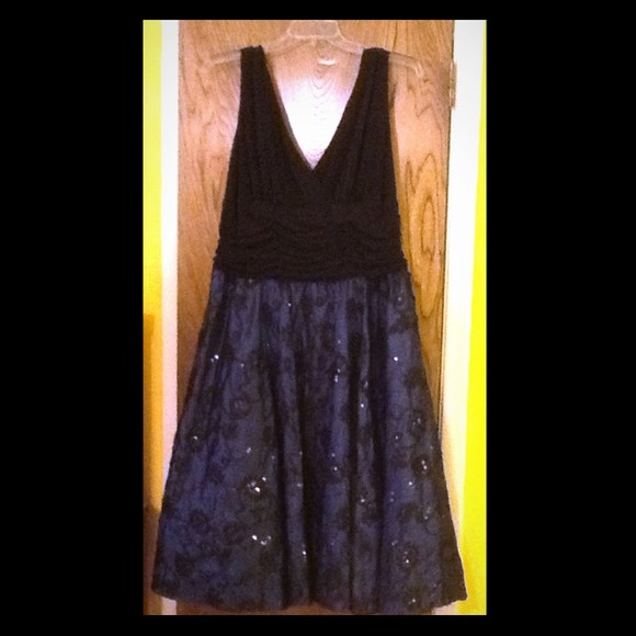 Black and Midnight Blue Party Dress with Sparkles