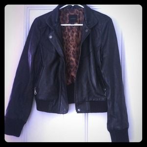 Leather bomber jacket