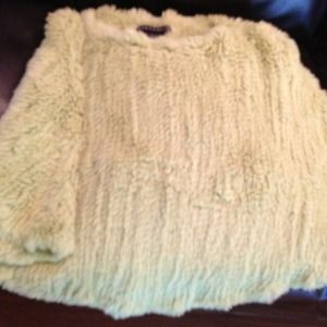 Bernardo all genuine rabbit fur green poncho
