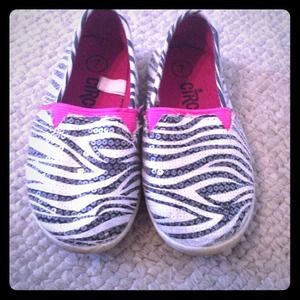 Zebra print slip ons