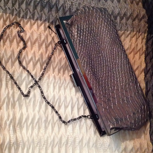Style & Co. Clutches & Wallets - Snap Pewter Shiny Clutch