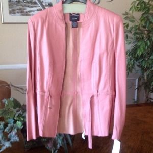 Leather Jacket with belt and decorative trim