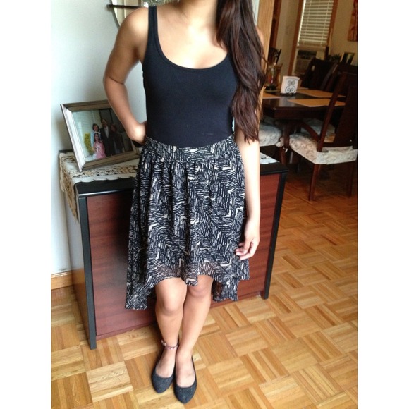 F21 chiffon printed high-low skirt Small