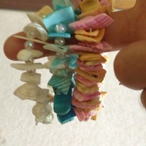 Three piece shell bracelets