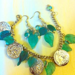 Leaves set bracelet and earring