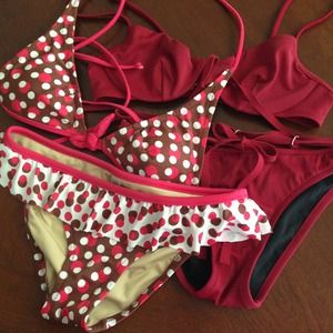 2 Sets of Red Victoria's Secret Bikinis